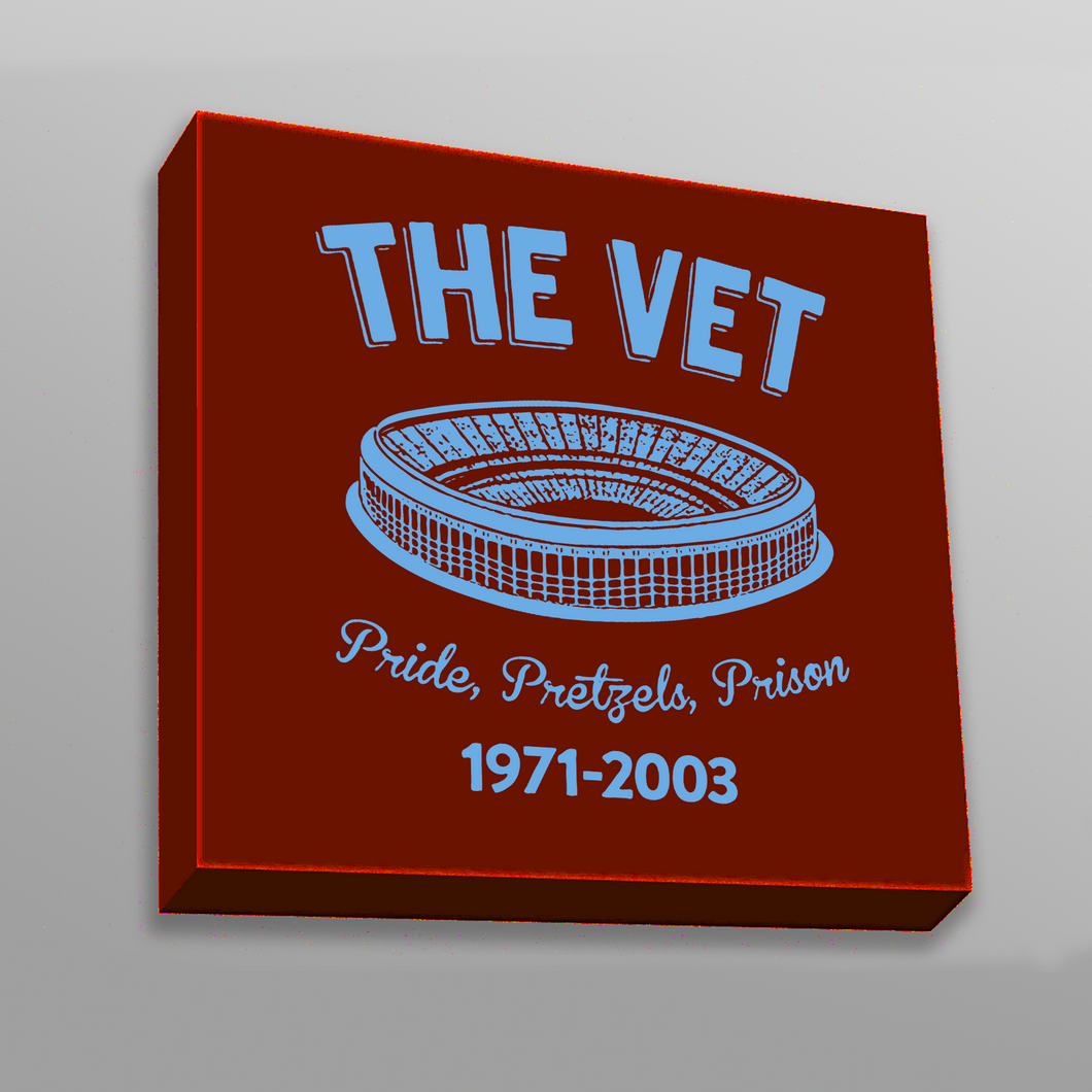 The Vet Pride, Pretzels, Prison Canvas | Veterans Stadium Maroon Wall Canvas