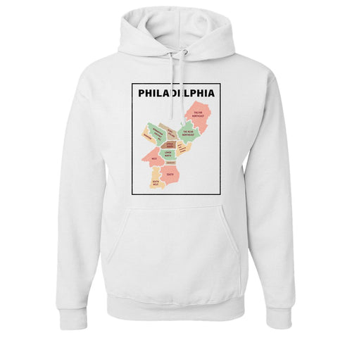 Philly Map Pullover Hoodie | Philadelphia City Map White Pull Over Hoodie