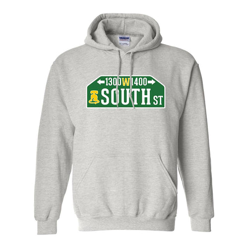 South Street Pullover Hoodie | South Street Ash Pull Over Hoodie the front of this hoodie has the south street sign