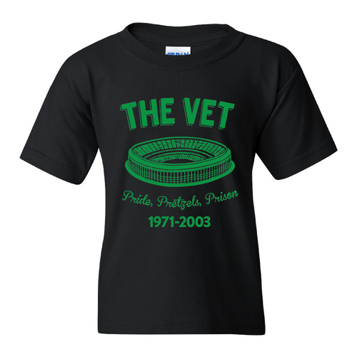 The Vet Pride, Pretzels, Prison Kid's T-Shirt | Veterans Stadium Black Children's Tee Shirt
