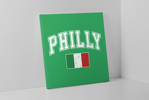 Philly Italian Flag Canvas | Philly Italian Flag Kelly Green Wall Canvas the front of this canvas has the philly italian flag on it