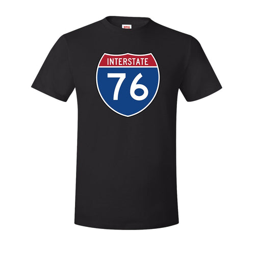 Interstate 76 T-Shirt | Interstate 76 Black T-Shirt the front of this shirt has the interstate 76 sign