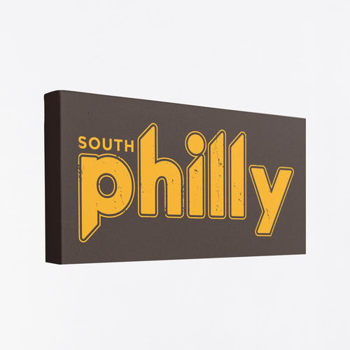 South Philly Vintage Canvas | South Philadelphia Retro Brown Wall Canvas the front of this canvas has the south philly vintage design
