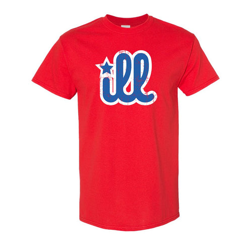 ILL Logo T-Shirt | ILL Logo Red T-Shirt the front of this shirt has the blue and white ill logo