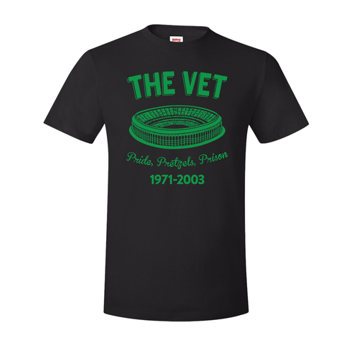 The Vet Pride, Pretzels, Prison T-Shirt | Veterans Stadium Black Tee Shirt