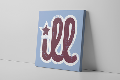 ILL Logo Canvas | ILL Logo Carolina Blue Wall Canvas the front of this canvas has the red and white design