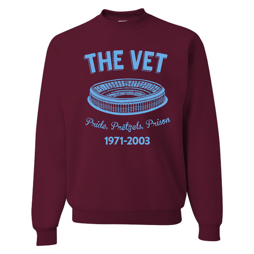 The Vet Pride, Pretzels, Prison Crewneck | Veterans Stadium Maroon Crewneck Sweatshirt