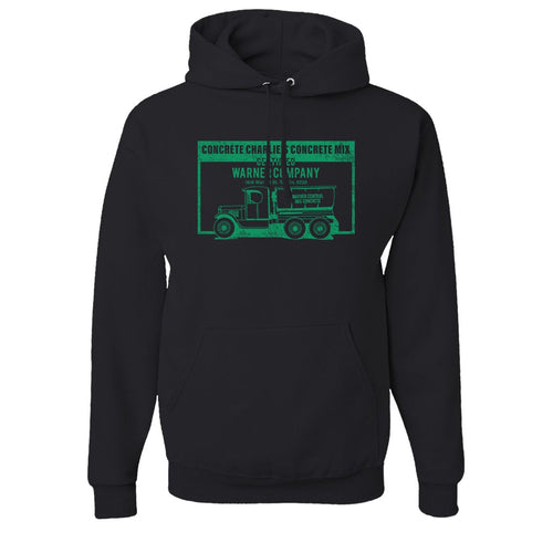 Concrete Charlie's Pullover Hoodie | Chuck Bednarik's Concrete Mix Black Pull Over Hoodie the front of this hoodie has the concrete company
