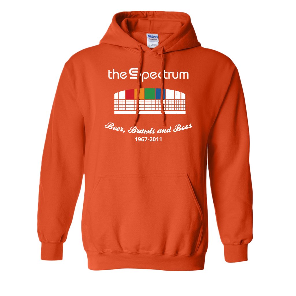 Spectrum Stadium Pullover Hoodie | The Spectrum Stadium Orange Pullover Hoodie the front of this hoodie has the spectrum stadium
