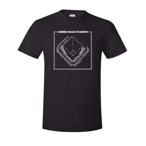 Connie Mack T-Shirt | Connie Mack Stadium Black Tee Shirt