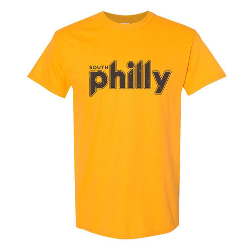 South Philly Vintage T-Shirt | South Philadelphia Retro Gold Tee Shirt the front of this shirt has the south philly logo