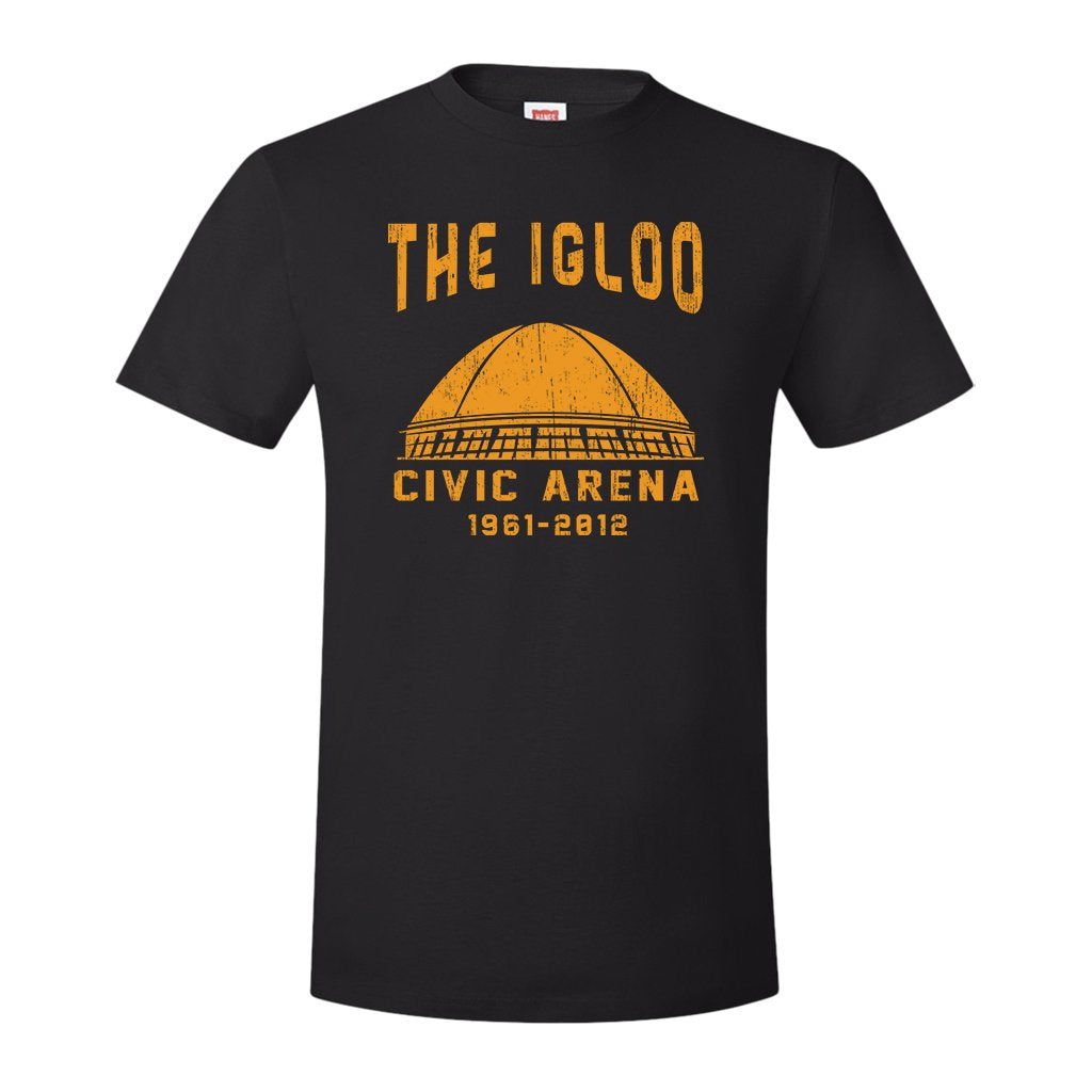 Civic Arena T-Shirt | The Igloo Civic Arena Black T-Shirt the front of this shirt has the igloo stadium on it