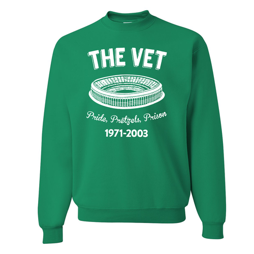 The Vet Pride, Pretzels, Prison Crewneck | Veterans Stadium Kelly Green Crewneck Sweatshirt