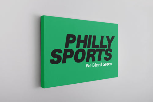 Bleed Green Canvas | Philly Sports We Bleed Green Kelly Green Wall Canvas the front of this canvas has the we bleed green design on it