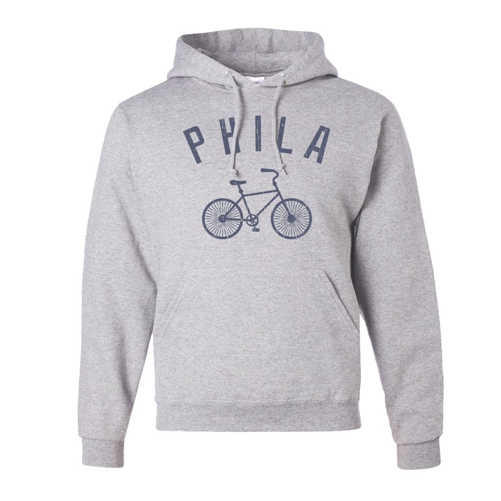 Phila Bicycle Pullover Hoodie | Philly Bicycle Ash Pull Over Hoodie the front of this hoodie has the Phila Bike design on it