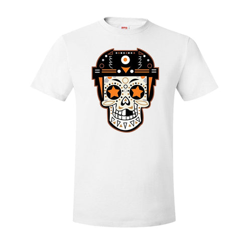 Broad Street Bullies Skull T-Shirt | Broad Street Bullies Candy Skull White Tee Shirt the front of this shirt has the bullies skull candy log