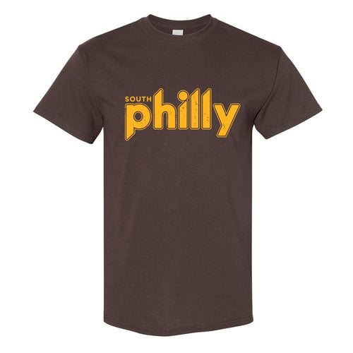 South Philly Vintage T-Shirt | South Philadelphia Retro Brown Tee Shirt the front of this shirt has the south philly logo
