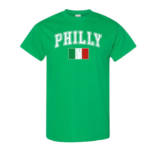 Philly Italian Flag T-Shirt | Philly Italian Flag Kelly Green T-Shirt the front of this shirt has the philly italian flag on it