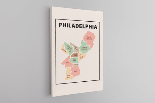 Philly Map Canvas | Philadelphia City Map Natural Wall Canvas